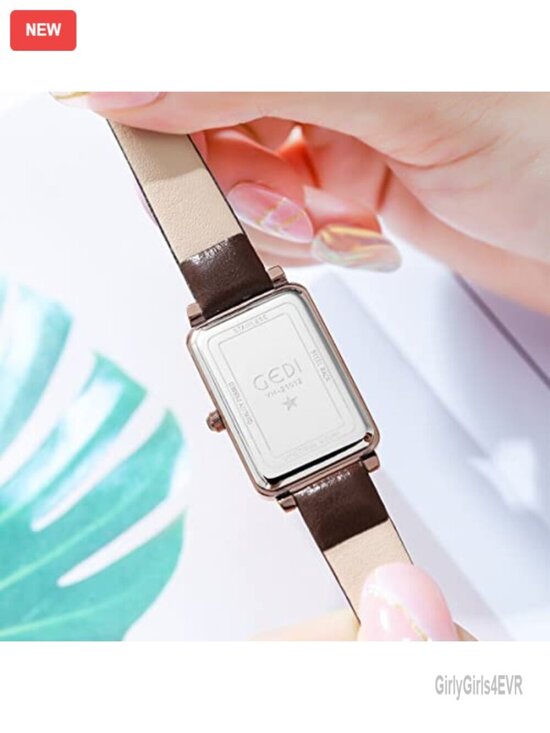 Mini Ultra Thin Square Quartz Watch with Leather Strap 30M Water Resistant